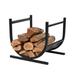 Modern Classic Black Steel Firewood Rack Log Holder for Indoor or Outdoor Use - 6.54 in. L x 15.75 in. W x 14.17 in. H