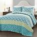 Reversible Floral Damask Cotton Quilt Set - 3-Piece Bedding Ensemble