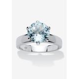 Women's 3.80 Tcw Round Genuine Blue Topaz Solitaire Ring .925 Sterling Silver by PalmBeach Jewelry in Blue (Size 6)