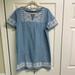 Madewell Dresses | Nwot Madewell Split Neck Embroidered Chambray Shift Dress, Size: M | Color: Blue/White | Size: M
