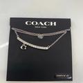 Coach Jewelry | Coach Pave Signature Bar Necklace 91431 Silver Tone | Color: Silver | Size: Os