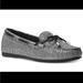 Michael Kors Shoes | Michael Kors Sutton Moccasin Glitter Bow Flats Real Fur Lined | Color: Black/Silver | Size: 5.5