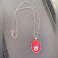 Disney Jewelry | Disney Minnie Mouse Silver Toned Necklace | Color: Red/Silver | Size: Os