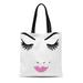 KDAGR Canvas Tote Bag Pink Eyelash Eye Lashes and Lips Eyebrow Long Lipstick Durable Reusable Shopping Shoulder Grocery Bag