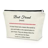 Best Friend Gift Makeup Bag Friendship Gift for Women Her Birthday Gift for Sister from Sister Graduation Gift for Bestie Friends Cotton Zipper Cosmetic Travel Pouch Gift Christmas Anniversary Gift