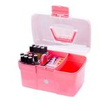 Jygee Art Craft 2 Layer Storage Case Box Makeup Plastic Portable Collection New Pink S: 27*17*17cm