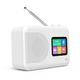 Dab Radio, LFF DAB Digital Radio, Small FM Digital Radio, DAB Plus Radio, Kitchen Radio with Cable or Battery Operated Radio, Colour Display Radio with Bluetooth, White