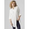 Hemdblusenkleid VERO MODA "VMNATALI 3/4 LONG OVERSHIRT NOOS", Damen, Gr. S (36), N-Gr, weiß (snow weiß), Cru00eape, Obermaterial: 100% Baumwolle, unifarben, casual, oversize ca. Mitte Oberschenkel, 3/4-Ärmel, Kleider, mit 3/4 Ärmel