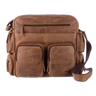 Messenger Bag GREENLAND NATURE "Montenegro", Damen, Gr. B/H/T: 39cm x 33cm x 12cm, braun, Rindsleder, Taschen, aus echtem Leder mit praktischen Vortaschen Image