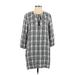 Madewell Casual Dress - Popover: Blue Plaid Dresses - Women's Size X-Small