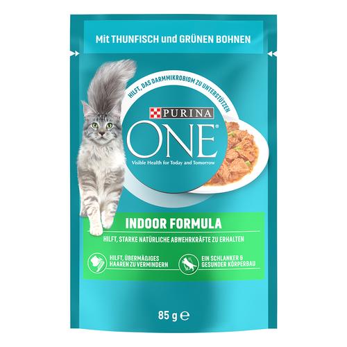 13x 85g mit Thunfisch & grünen Bohnen PURINA One Indoor Formula Katzennassfutter