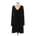 Lou & Grey Casual Dress - Mini V-Neck Long sleeves: Black Solid Dresses - Women's Size Small