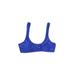 Swimsuit Top Blue Solid Scoop Neck Swimwear - Women's Size 8