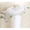 Porte-serviettes de bain mural chromé Double étagère accessoires de salle de bains Lba901