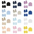 Gants en coton tricotés anti-rayures pour bébés chapeau et couvre-pieds Protection faciale pour