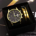 Ensemble de bracelets de montre pour hommes boîtier en alliage de cuir à Quartz Business