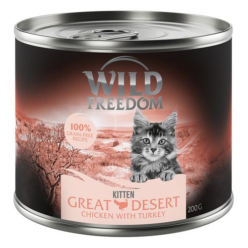 Sparpaket Wild Freedom Kitten 12 x 200 g - Great Desert - Truthahn & Huhn