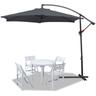 Parasol parasol jardin, parasol deporté, parasol de balcon,Gris 3M - gris