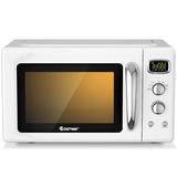Costway 0.9 Cu.ft Retro Countertop Compact Microwave Oven-White