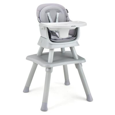 Costway 6-in-1 Convertible Baby High Chair with Adjustable Removable Tray-Gray