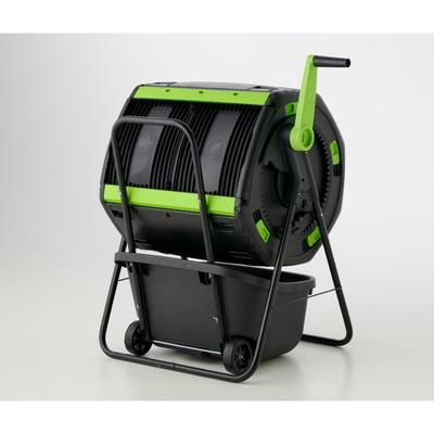 48 Gallon Geared Two Compartment Compost Tumbler and Cart