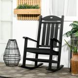 Outsunny Outdoor Rocking Chairs, Traditional Porch Rocker, Fade-Resistant HDPE Rocker Chair with Slatted