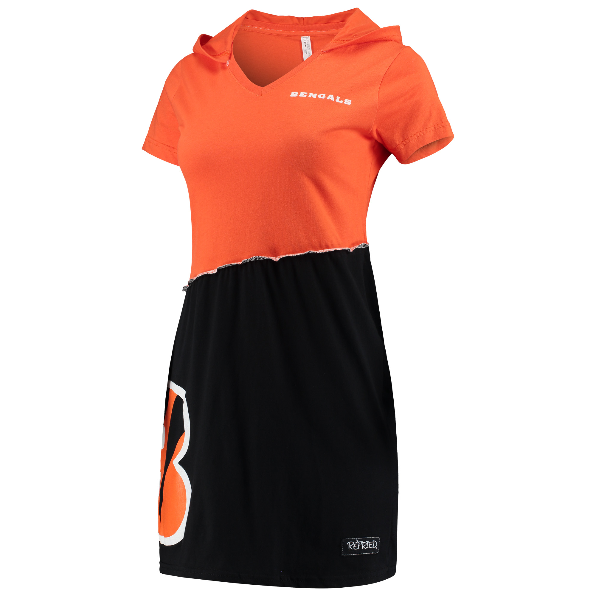 Nachhaltiges Minikleid mit Kapuze der Cincinnati Bengals von Refried Apparel für Damen in Orange/Schwarz Image