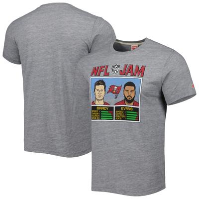 Herren-Homage Tom Brady & Mike Evans Heather Grey Tampa Bay Buccaneers NFL Jam Tri-Blend T-Shirt Image
