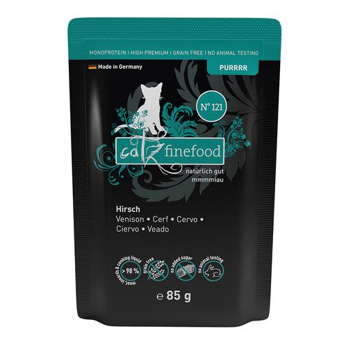 Sparpaket: 24x85g catz finefood Purrrr Pouch No. 121 Hirsch Katzenfutter nass