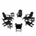 WestinTrends Malibu 12 Piece Adirondack Chairs Set All Weather Poly Lumber Outdoor Patio Furniture Set Adirondack Chairs with Ottoman and Side Table Black