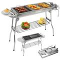 Foldable BBQ Grill iMounTEK Portable Charcoal Barbeque Grill Stainless Steel BBQ Grill For Picnic Camping Backyard Cooking Junket