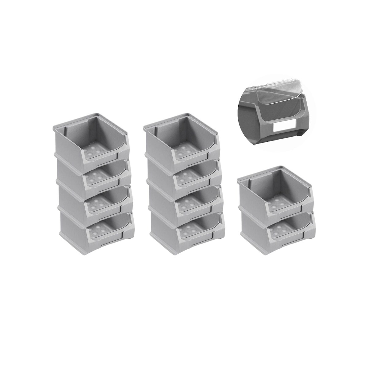 PROREGAL 10x Graue Sichtlagerbox 1.0 mit Abdeckung | HxBxT 6x10x10cm | 0,4 Liter | Sichtlagerbehälter, Sichtlagerkasten Image