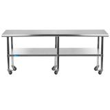 Amgood 18x84 Rolling Prep Table w/ Stainless Steel Top in Gray | 38 H x 84 W x 18 D in | Wayfair AMG WT-1884-WHEELS