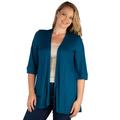 Elbow Length Sleeve Open Front Plus Size Cardigan