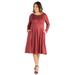 Long Sleeve Fit and Flare Plus Size Midi Dress