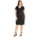 Short Sleeve V Neck Plus Size Faux Wrap Dress