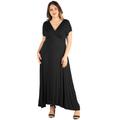 Empire Waist V Neck Plus Size Maxi Dress