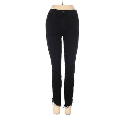 7 For All Mankind Jeans - High Rise Skinny Leg Denim: Black Bottoms - Women's Size 7 - Black Wash