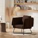 Armchair - Latitude Run® Jakyren 28.7" Wide Linen Armchair Linen/Wood/Fabric in Gray/Brown | 27 H x 28.7 W x 29 D in | Wayfair