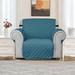 The Twillery Co.® Ayalisse Quilted Reversible Non-Slip Box Cushion Armchair Slipcover Polyester in Green/Blue | 23 H x 76 W x 22 D in | Wayfair