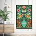 Bungalow Rose "Floral Tiger Bloom", Luxury Tiger w/ Floral Bouquet Modern & Contemporary Green Canvas Wall Art Print For Living Room | Wayfair