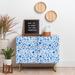 East Urban Home Julia Madoka Indigo Folk Flowers 2 Door Credenza Cabinet Wood in Blue/Brown | 30 H x 35.5 W x 17.5 D in | Wayfair