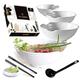 VALLENWOOD 4 XL White Bowls Set, 16 Pieces Pho Bowl Set, Ramen with Black XL Spoons, Chopsticks and Sauce Dishes. Melamine, Large 52 oz for Noodles, Udon, Thai, Chinese dinnerware.