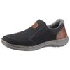 Slipper RIEKER, Herren, Gr. 40, bunt (navy braun), Textil, Lederimitat, Schuhe, Halbschuh, Freizeitschuh, Schlupfschuh mit luftigem Mesh