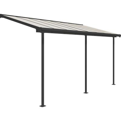 Terrassendach PALRAM - CANOPIA "Sierra", grau (anthrazit), B:447cm T:230cm, Aluminium, Terrassenüberdachungen, grau, UV-