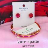 Kate Spade Jewelry | Kate Spade "Spot The Spade" Bangle And Studs | Color: Gold/Pink | Size: Os