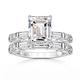 Michooyel S925 4ct Emerald Cut 2 in1 Engagement Wedding Ring Sets Baguette Wedding Ring Band Cubic Zirconia Sterling Silver Promise Ring For Women Women Ladies