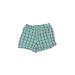 Smiling Button Shorts: Green Print Bottoms - Kids Boy's Size 6
