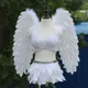 Ensemble complet de plumes d'ange blanches ailes d'ange soutien-gorge et jupes fête d'Halloween