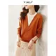 Vimly – faux pull à manches longues et col en v pour femme élégant Chic coupe ample tricot col